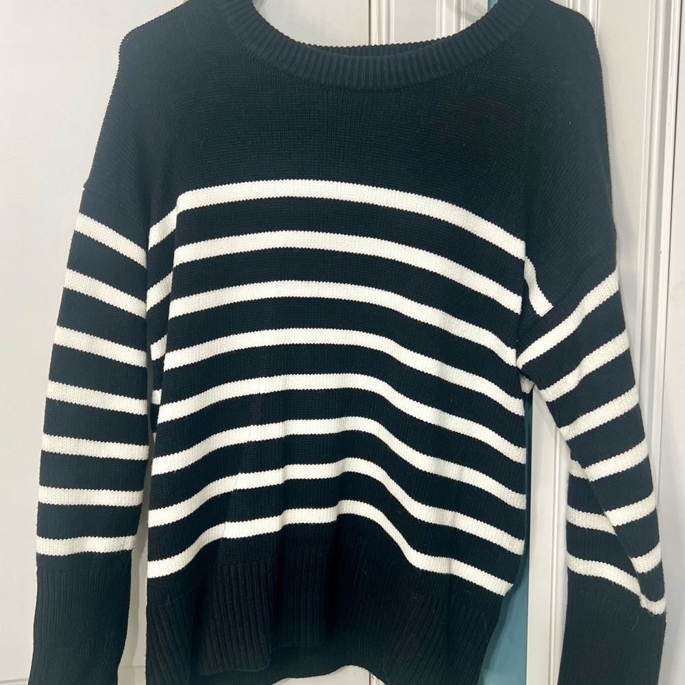 Philosophy Black and White Striped Sweater